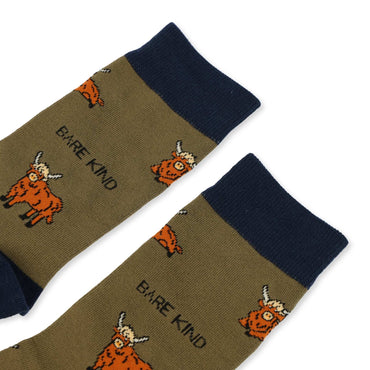 Save the Green Highland Cow Bamboo Socks - Rusty Deer