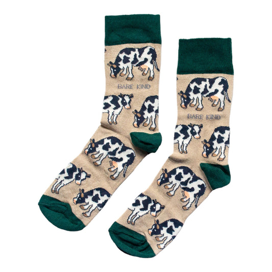 Save the Cows Bamboo Socks - Rusty Deer