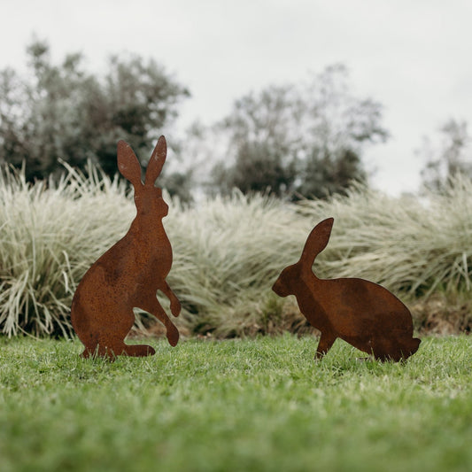 Rusty Corten steel Rabbits