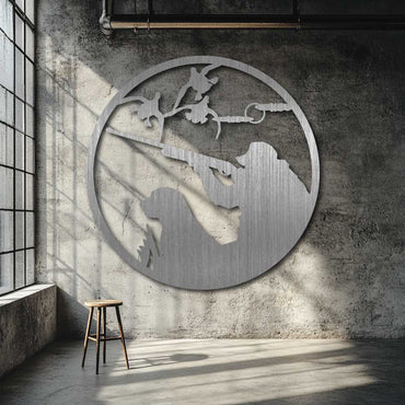 Hunter Dog Duck Metal Art Circle - NZ Made Decor