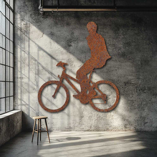 Cycling Silhouette Metal Art - NZ Wall Decor Gift