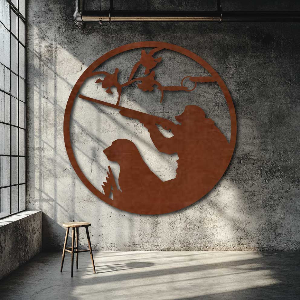 Hunter Dog Duck Metal Art Circle - NZ Made Decor