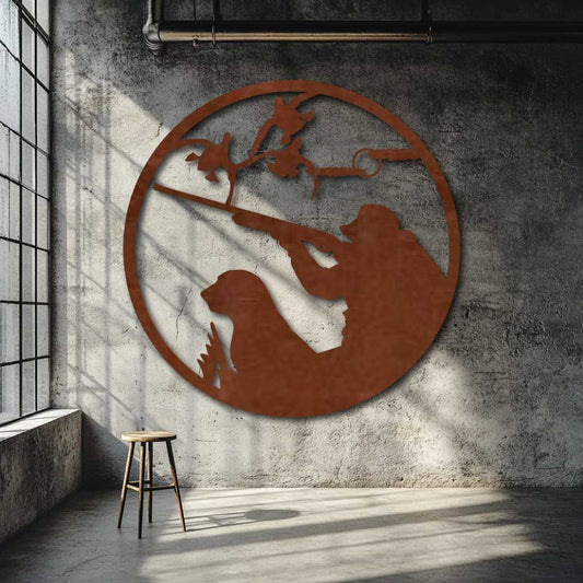 Hunter Dog Duck Metal Art Circle - NZ Made Decor