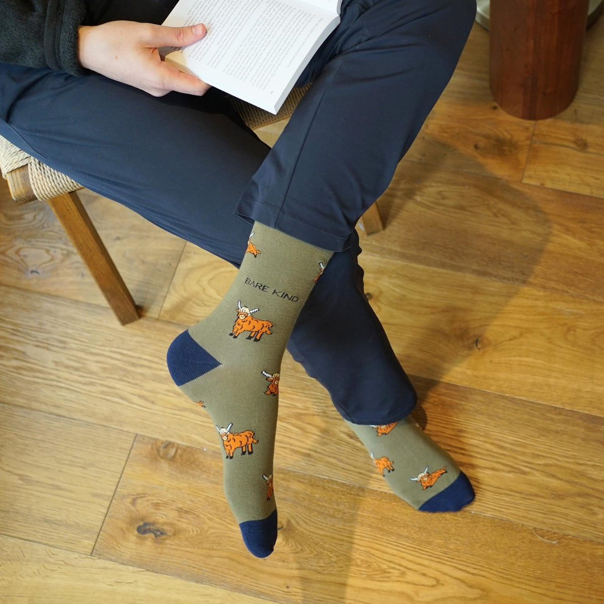 Save the Green Highland Cow Bamboo Socks - Rusty Deer