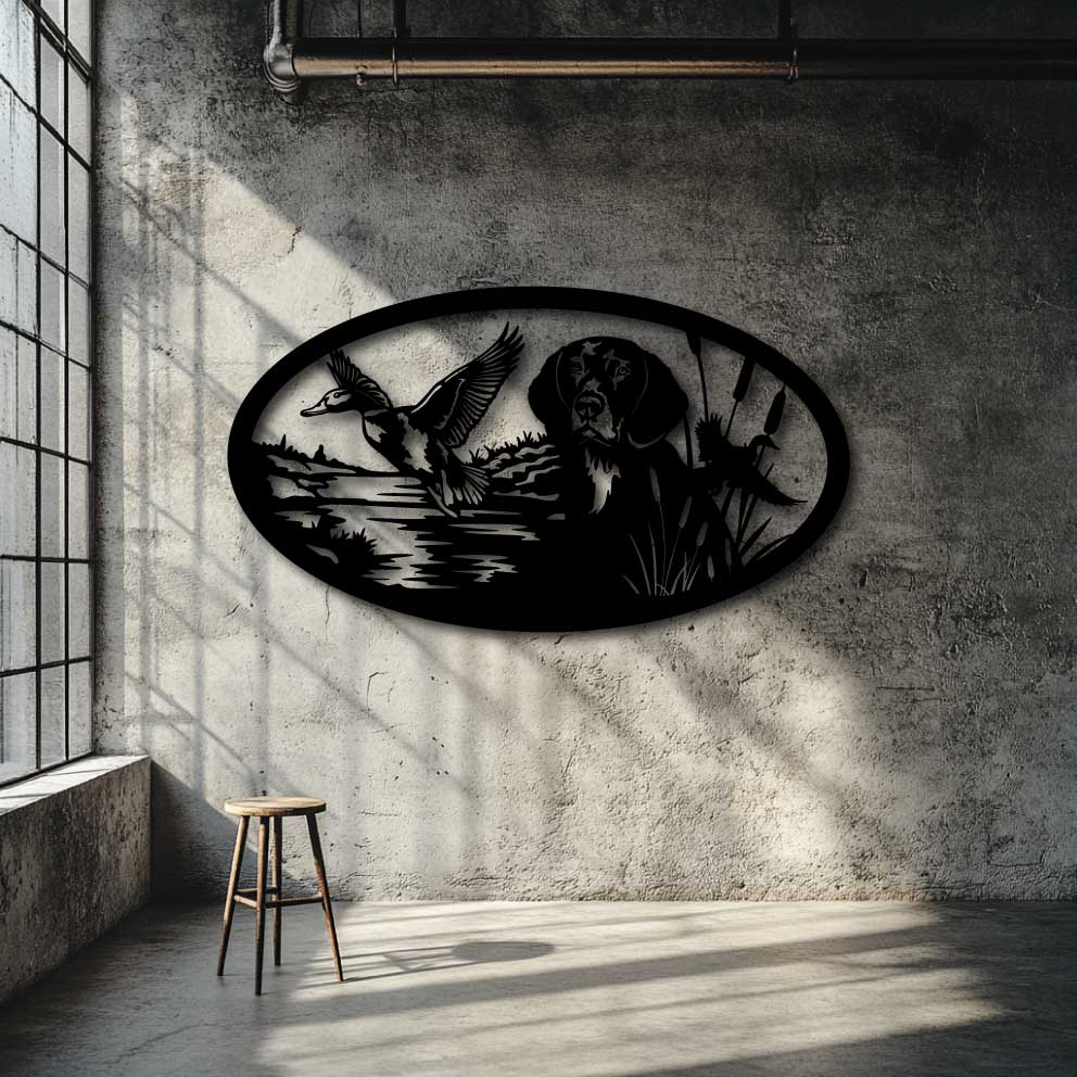 Duck Hunting Dog Metal Wall Art Scene NZ