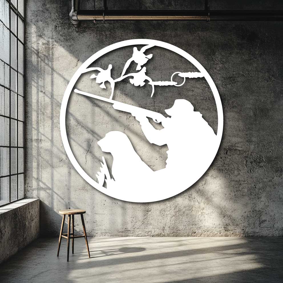 Hunter Dog Duck Metal Art Circle - NZ Made Decor