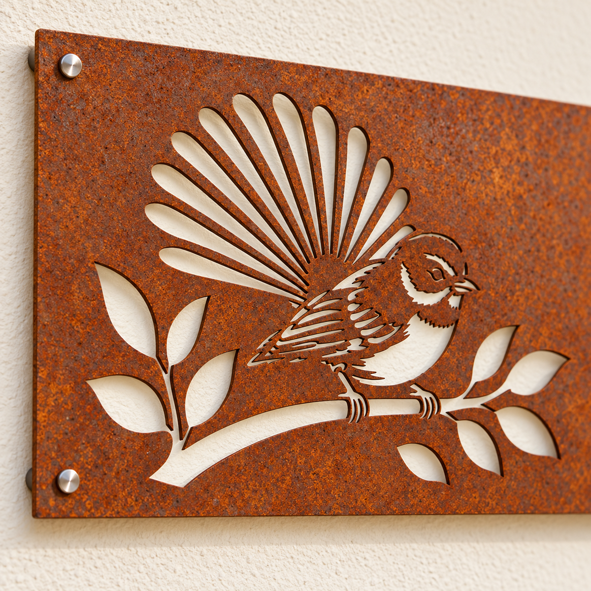 Fantail House Number in Corten steel, without backing – detail