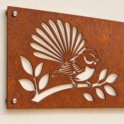 Fantail House Number in Corten steel, without backing – detail