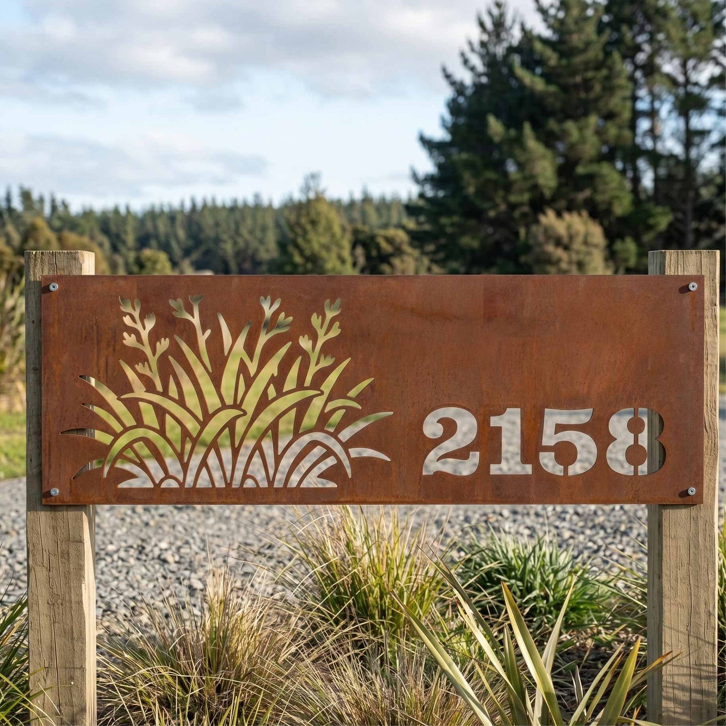 Flax House Number - Rusty Deer