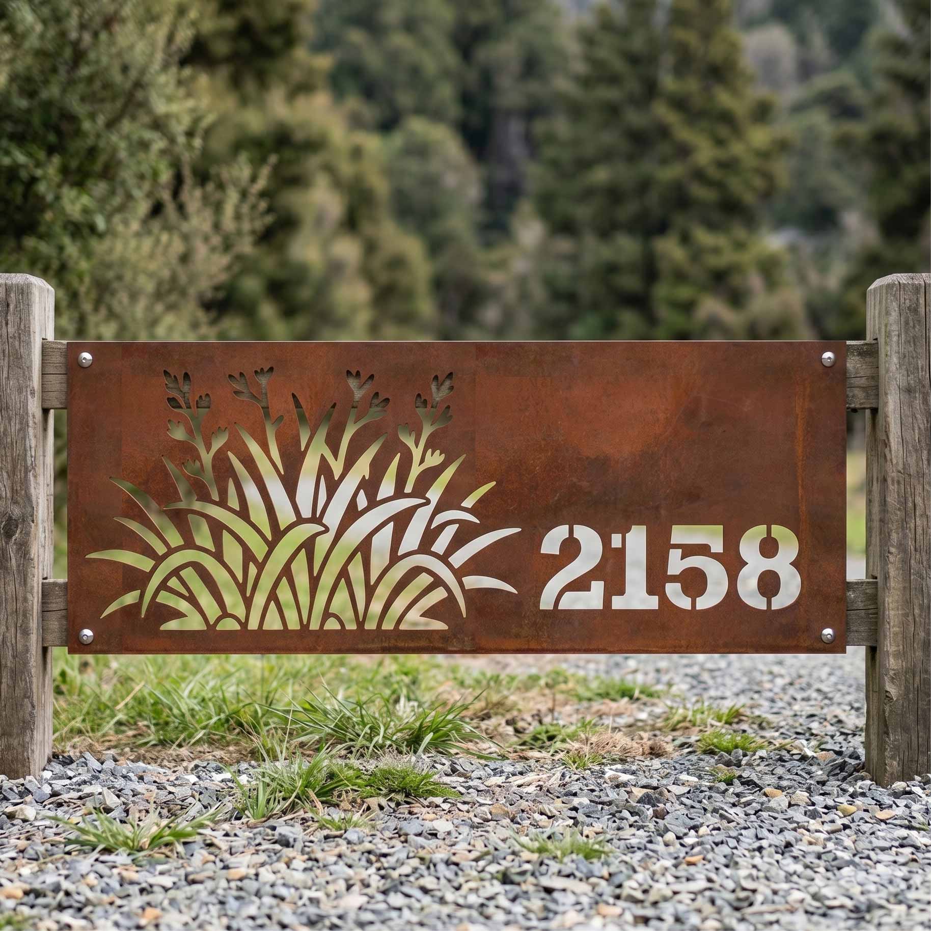 Flax House Number - Rusty Deer