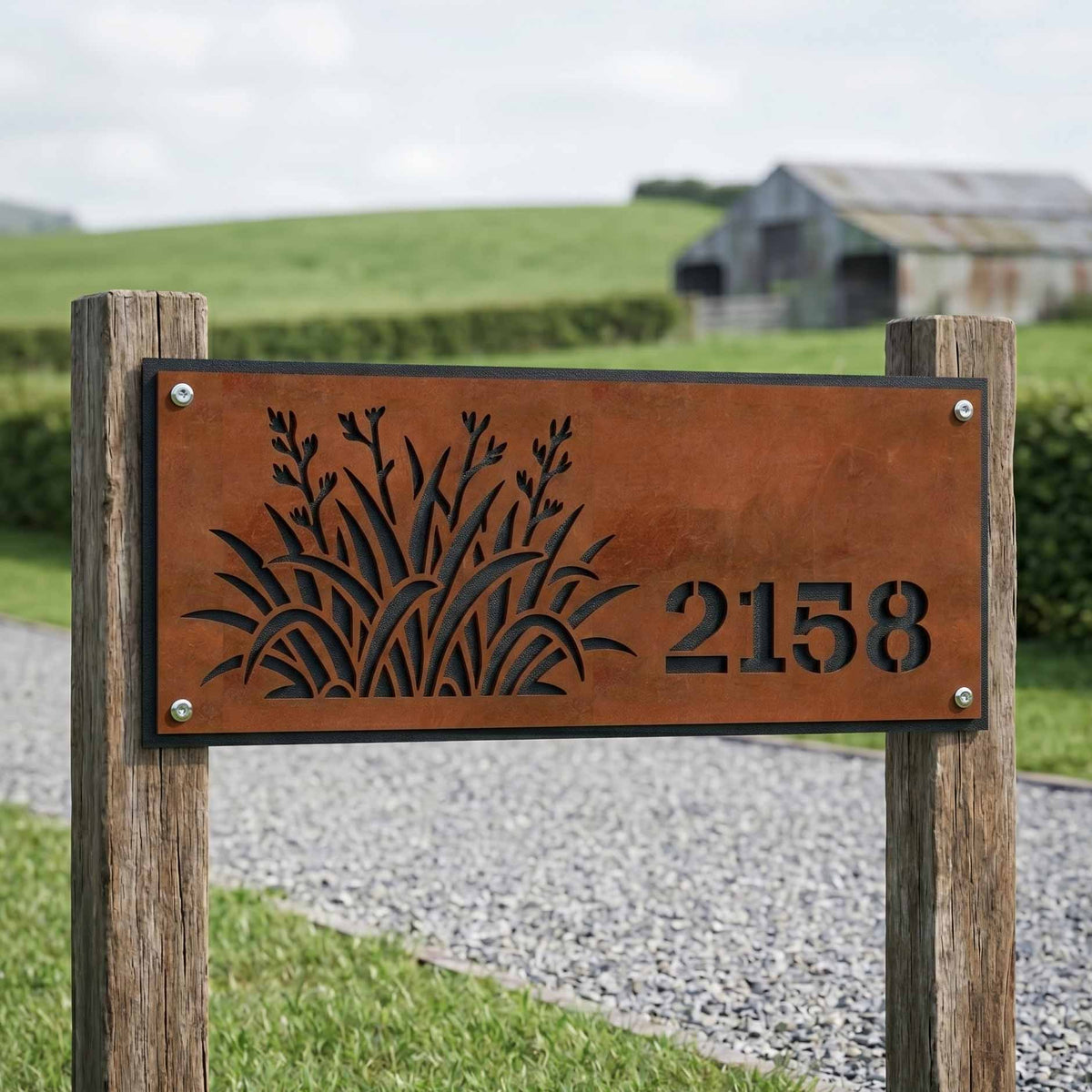 Flax House Number - Rusty Deer