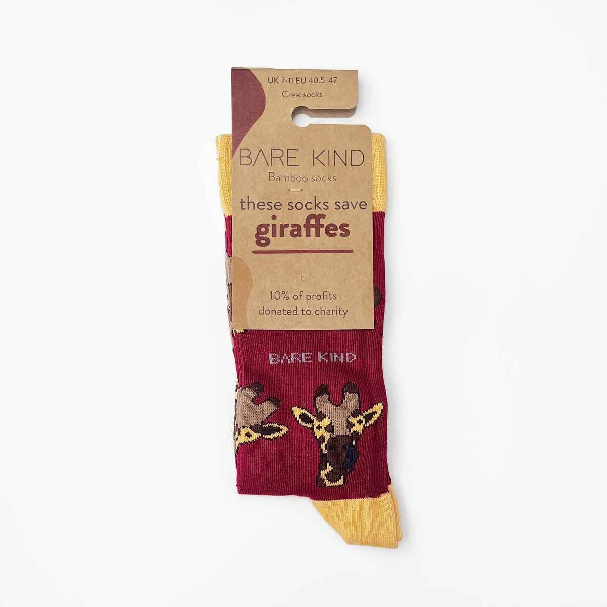 Save the Giraffes Bamboo Socks - Rusty Deer