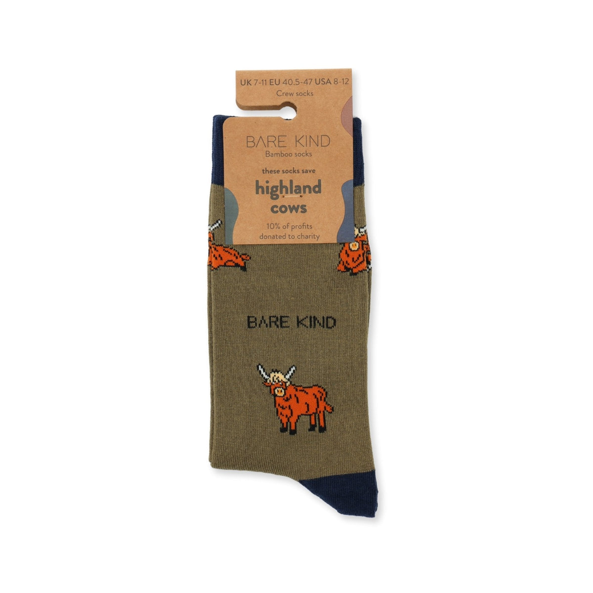 Save the Green Highland Cow Bamboo Socks - Rusty Deer
