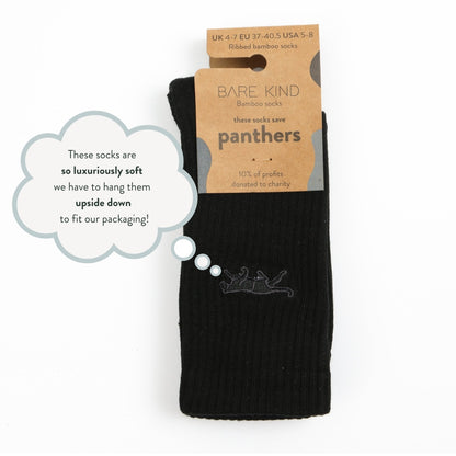 Save the Black Panthers Ribbed Bamboo Socks - Rusty Deer