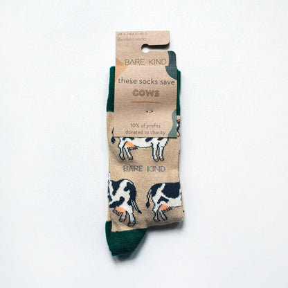 Save the Cows Bamboo Socks - Rusty Deer