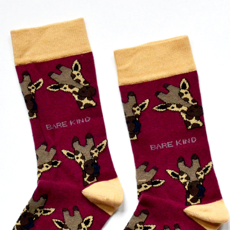 Save the Giraffes Bamboo Socks - Rusty Deer