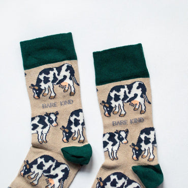Save the Cows Bamboo Socks - Rusty Deer