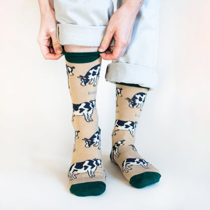 Save the Cows Bamboo Socks - Rusty Deer