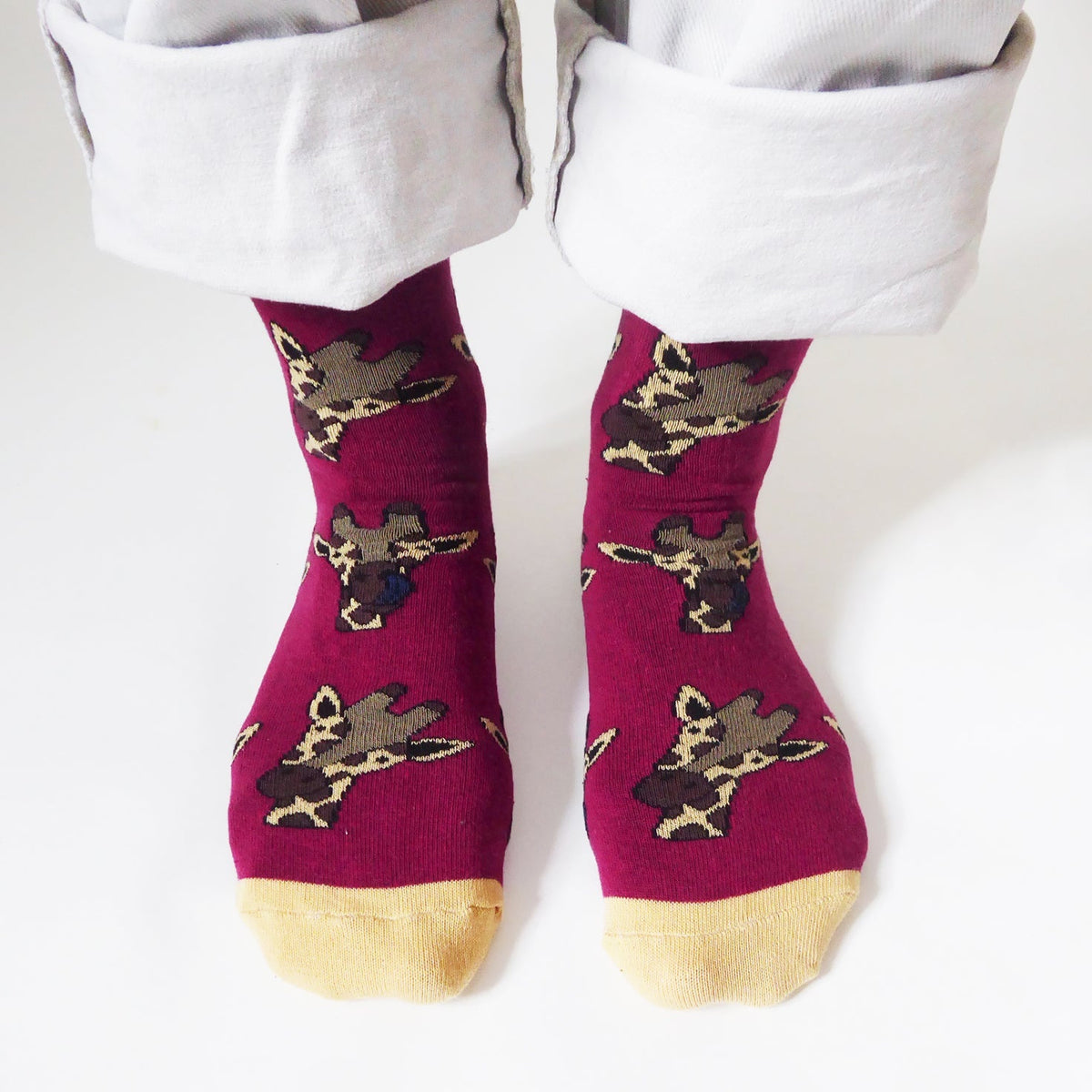 Save the Giraffes Bamboo Socks - Rusty Deer