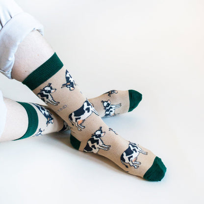 Save the Cows Bamboo Socks - Rusty Deer