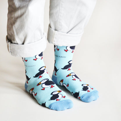 Save the Puffins Bamboo Socks - Rusty Deer