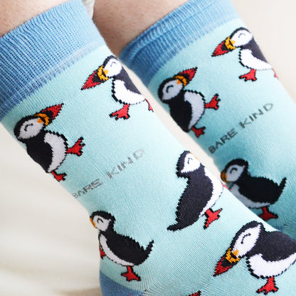 Save the Puffins Bamboo Socks - Rusty Deer