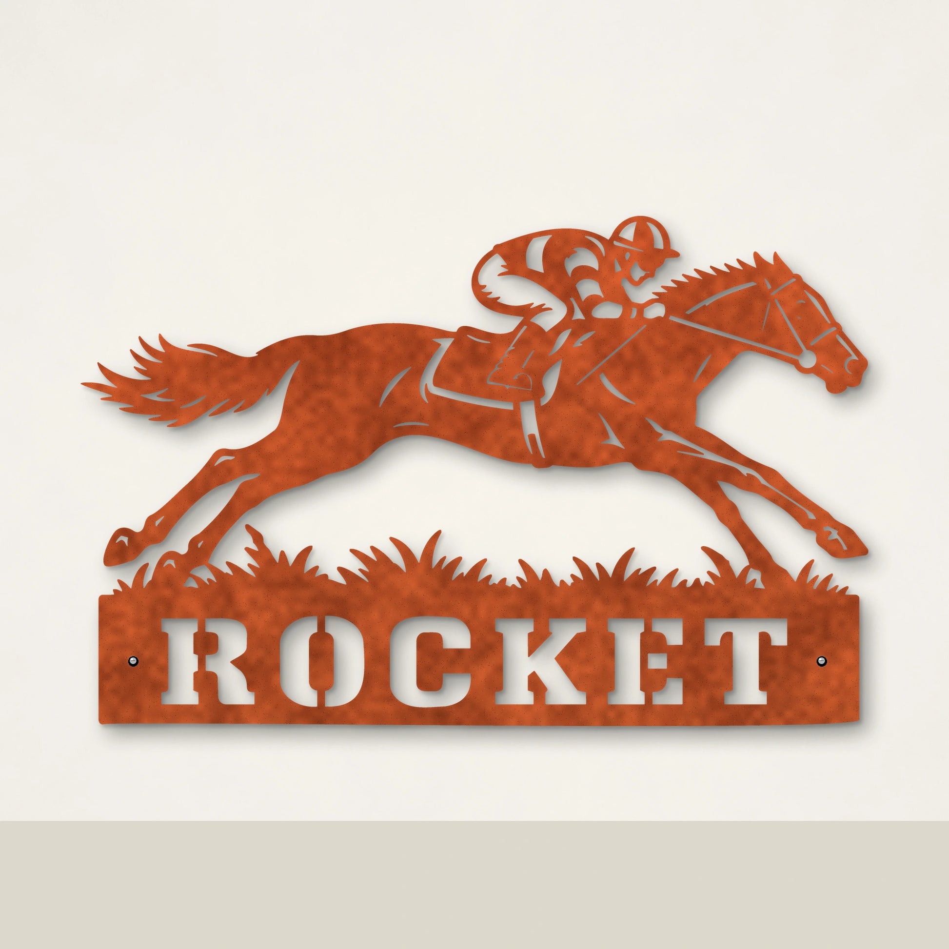 Racing Horse personalised Corten steel racehorse wall art – Huge size hero image