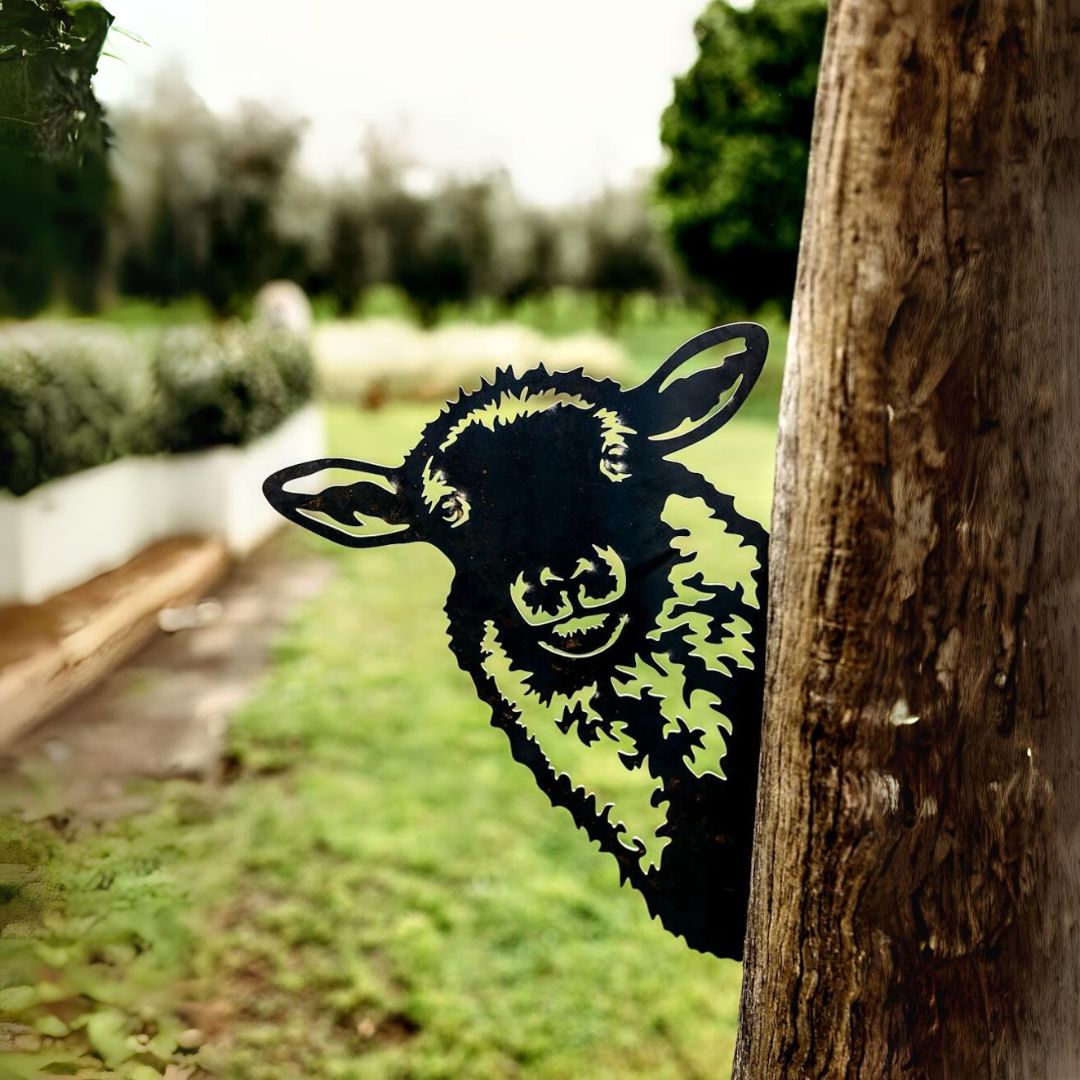 Rusty Deer Creations - Sheep Peeking - Corten Steel Decor