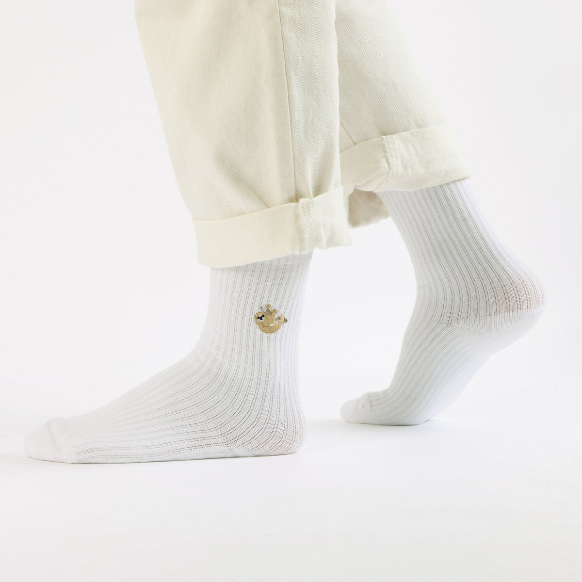 Save the Sloths Ribbed Bamboo Socks - Rusty Deer