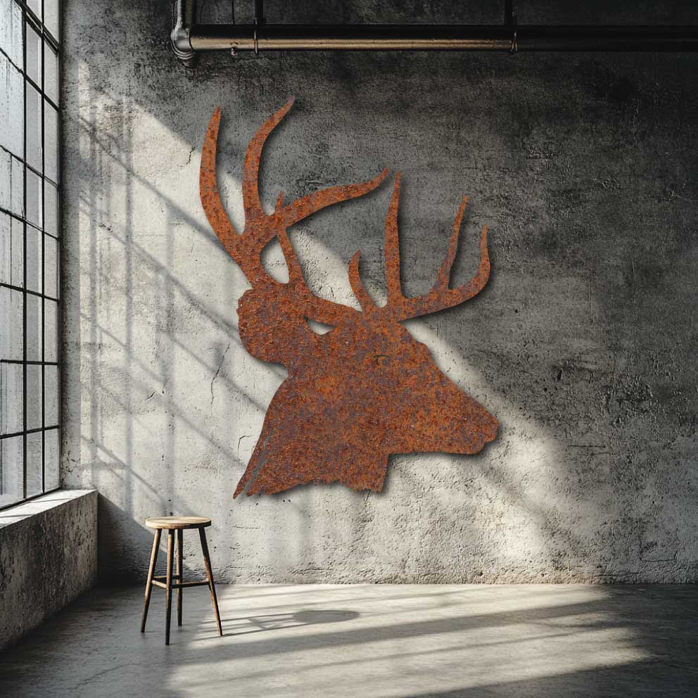 Classic Stag Silhouette Wall Art – Rusty Deer