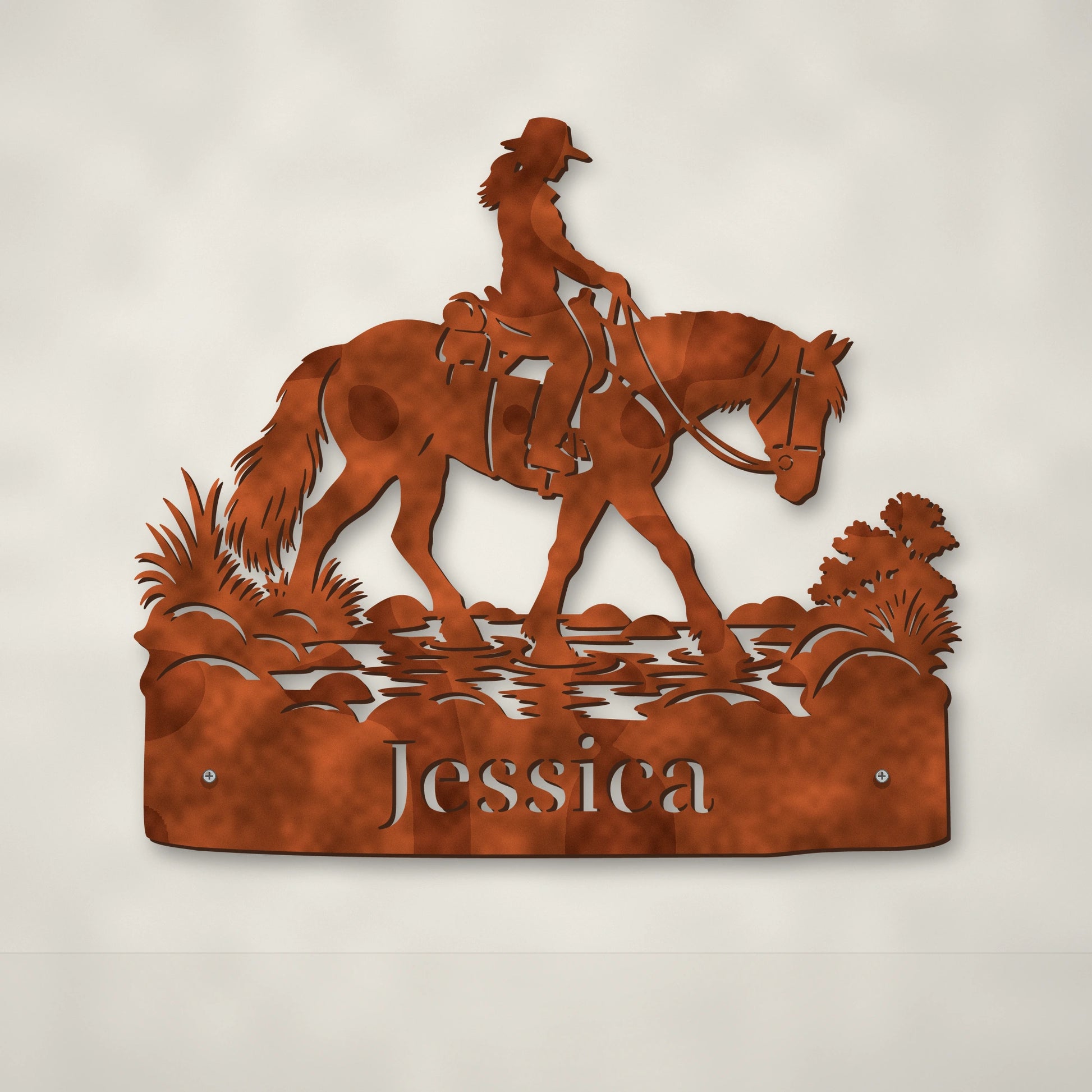 Trekking Rivers personalised Corten steel horse wall art – Huge size hero image