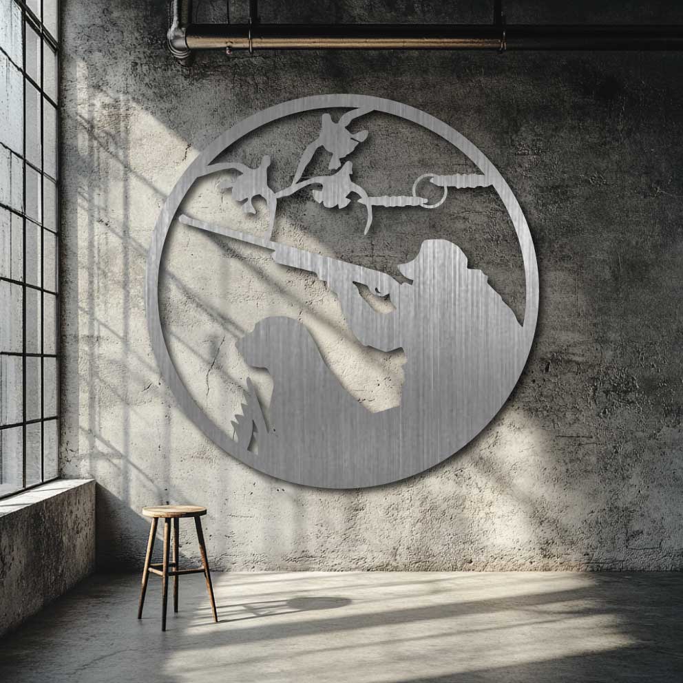 Hunter Dog Duck Metal Art Circle - NZ Made Decor