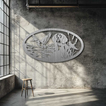 Duck Hunting Dog Metal Wall Art Scene NZ