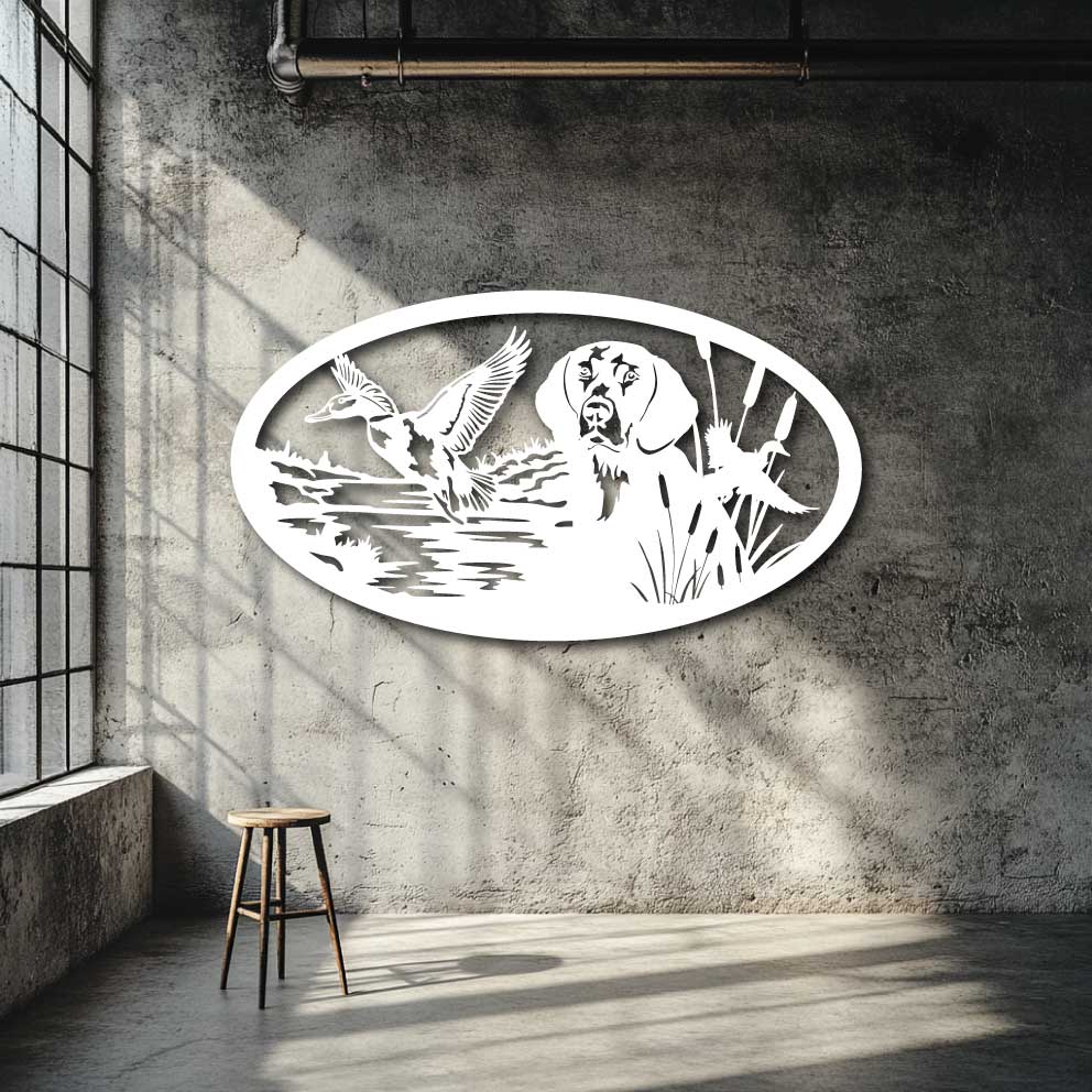 Duck Hunting Dog Metal Wall Art Scene NZ