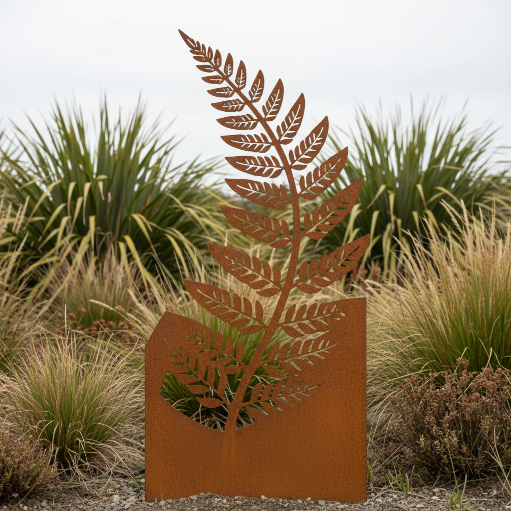 NZ Fern Silhouette Garden Art