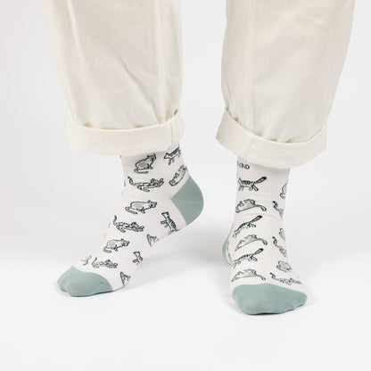Save the Green Cat Bamboo Socks - Rusty Deer