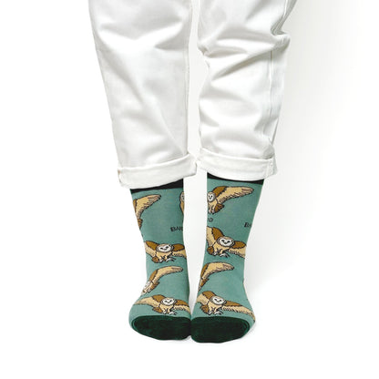 Save the Barn Owls Bamboo Socks - Rusty Deer