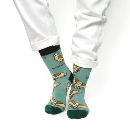 Save the Barn Owls Bamboo Socks - Rusty Deer
