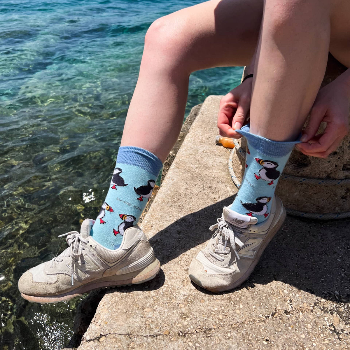 Save the Puffins Bamboo Socks - Rusty Deer