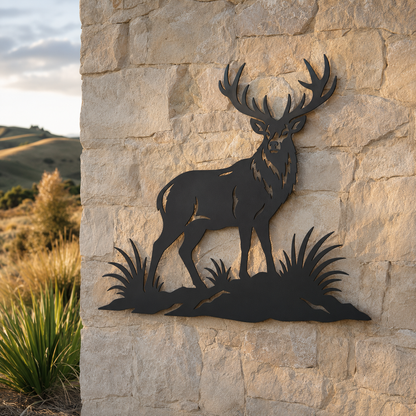 Red Stag matte black wall art in an alternative lifestyle setting