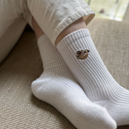 Save the Sloths Ribbed Bamboo Socks - Rusty Deer